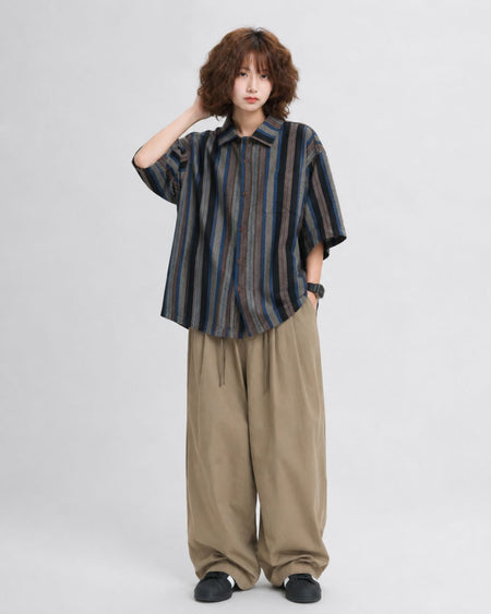 LOOSE WIDE DRAPE PANTS W1758