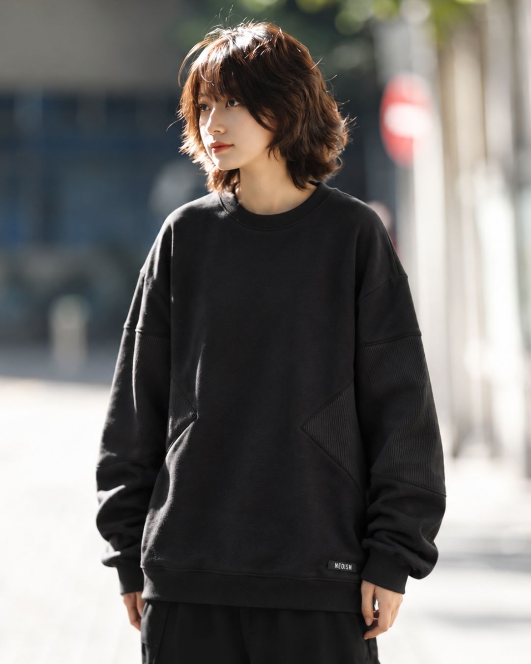 PANELLED RIBBED SWEAT W1879