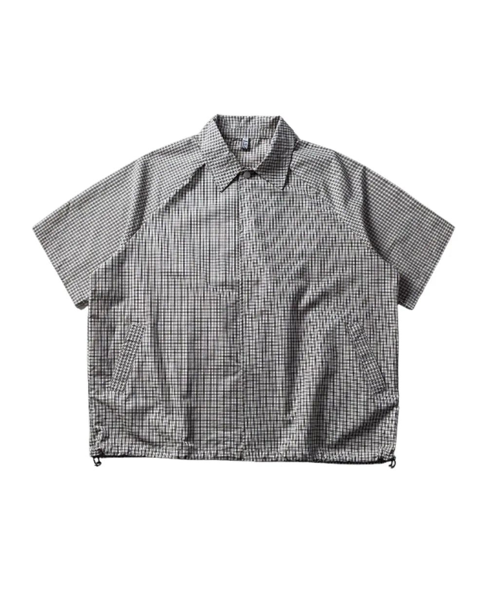 CHECK DRAWSTRING LOOSE SHIRTS W1744