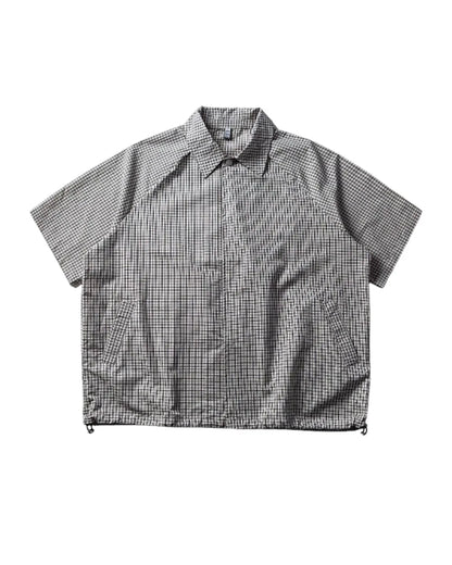 CHECK DRAWSTRING LOOSE SHIRTS W1744