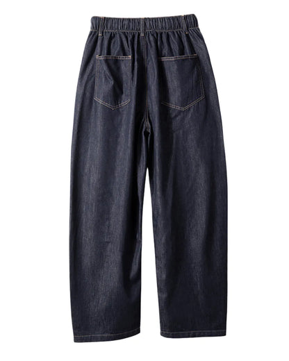 DRAWSTRING SEAM LOOSE DENIM PANTS W1794