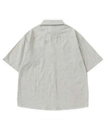 STRIPE LOOSE CASUAL SHIRTS W1734