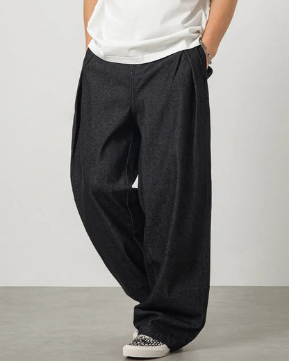 LOOSE TUCK DENIM PANTS W1768