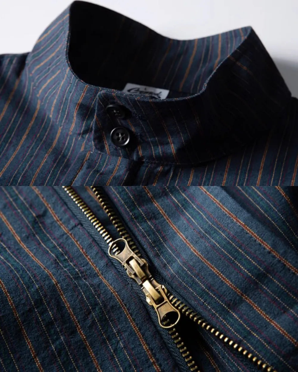 STRIPED STAND COLLAR JACKET W1869