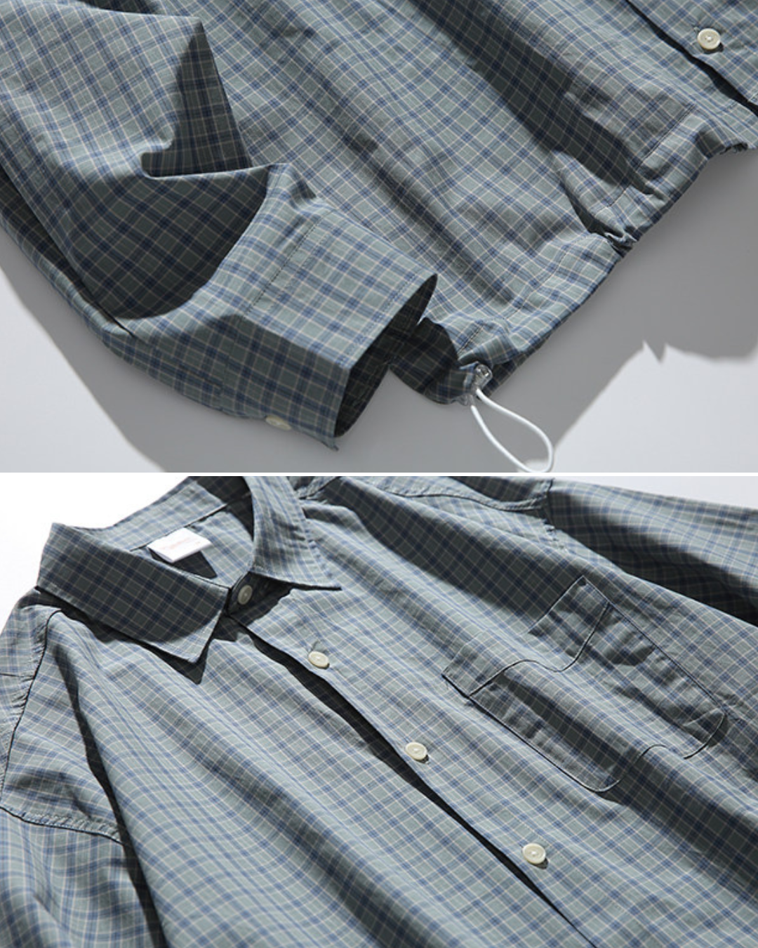 CHECKERED DRAWSTRING SHIRTS W1572