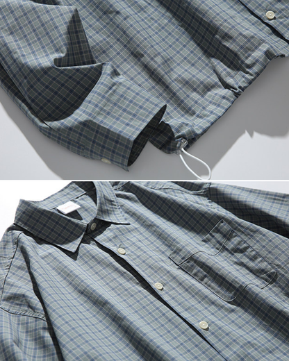 CHECKERED DRAWSTRING SHIRTS W1572