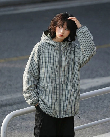 CHECK HOODED JACKET W1576