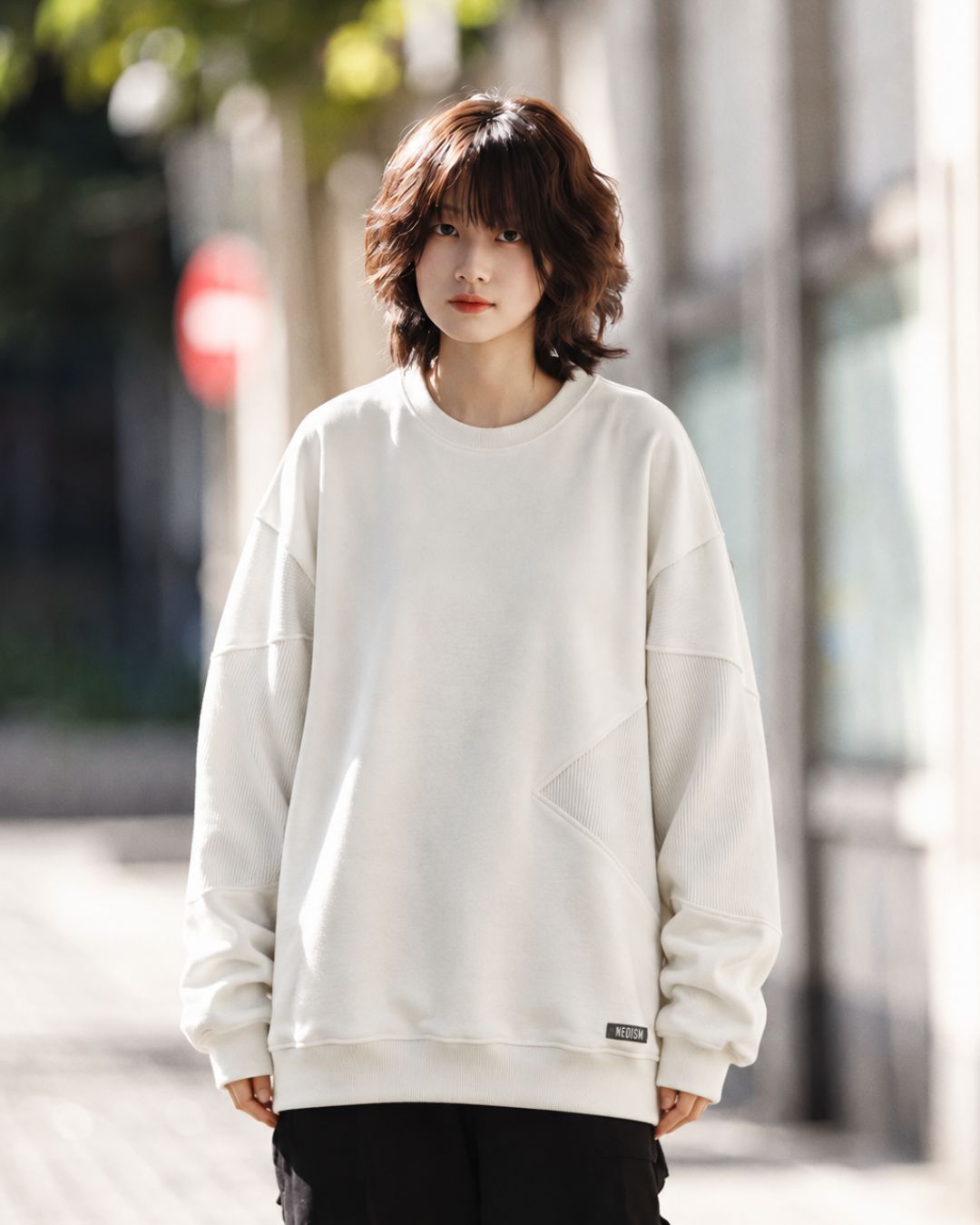 PANELLED RIBBED SWEAT W1879