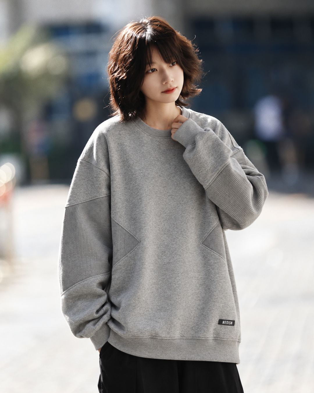 PANELLED RIBBED SWEAT W1879
