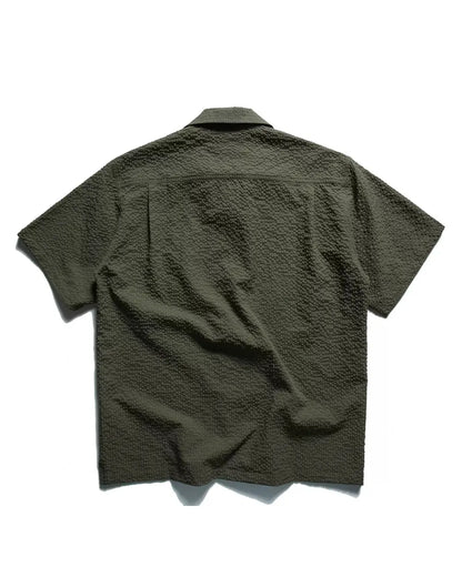 SEERSUCKER OPEN COLLAR SHIRTS W1818