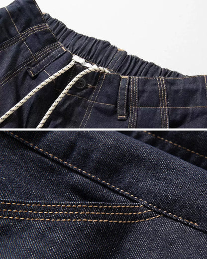 DRAWSTRING SEAM LOOSE DENIM PANTS W1794