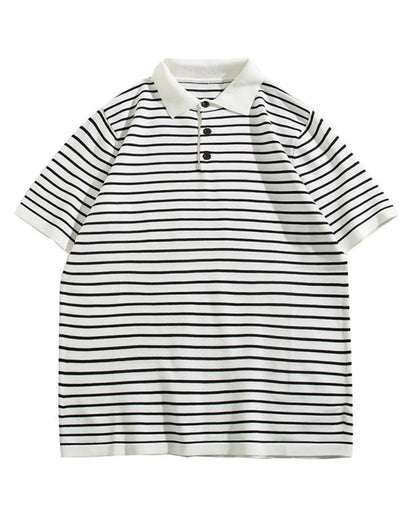 STRIPED LOOSE POLO SHIRTS W1767