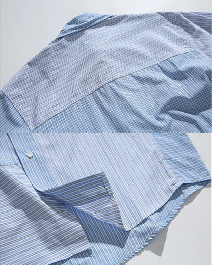 STRIPE PATCHWORK LOOSE SHIRTS W1804