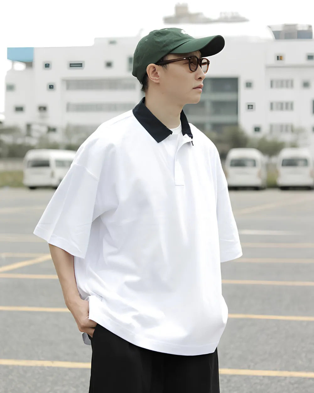 CONTRAST COLLAR POLO SHIRTS W1659