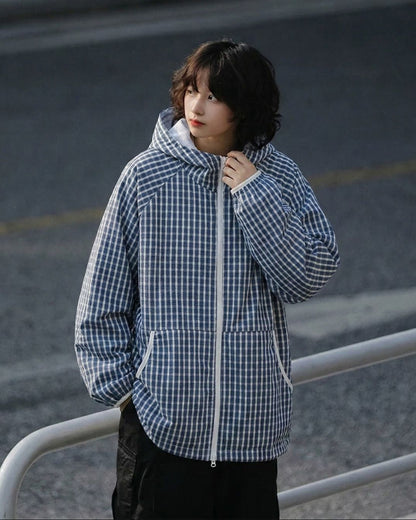 CHECK HOODED JACKET W1576