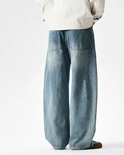 WIDE LEG STITCH DENIM PANTS W1715