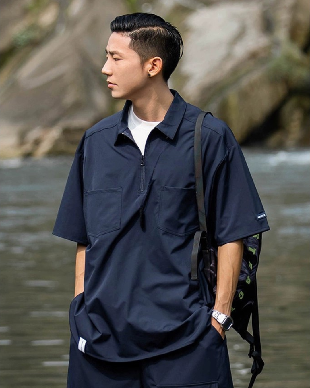 UTILITY POCKET HALF-ZIP TEE W1449