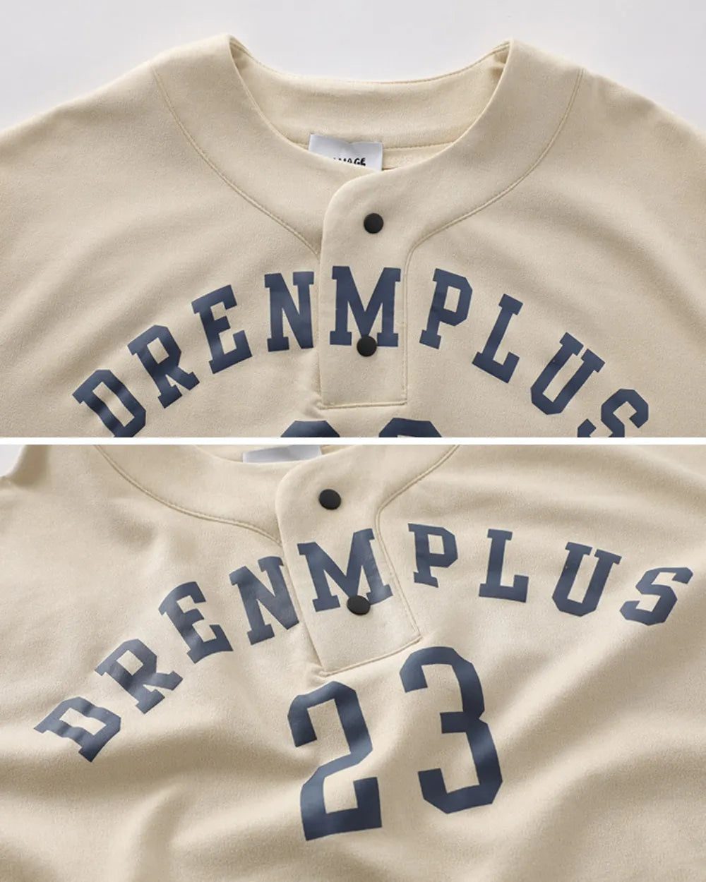 BASEBALL HENLEY NECK PRINT TEE W1686