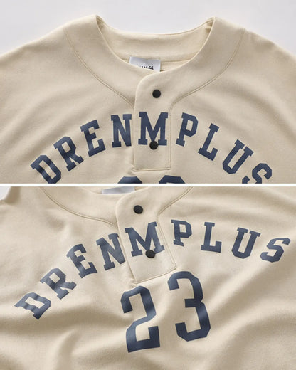 BASEBALL HENLEY NECK PRINT TEE W1686