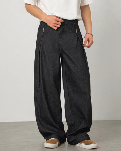 LOOSE TUCK DENIM PANTS W1768