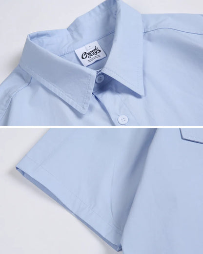 LOOSE SOLID POCKET SHIRTS W1792