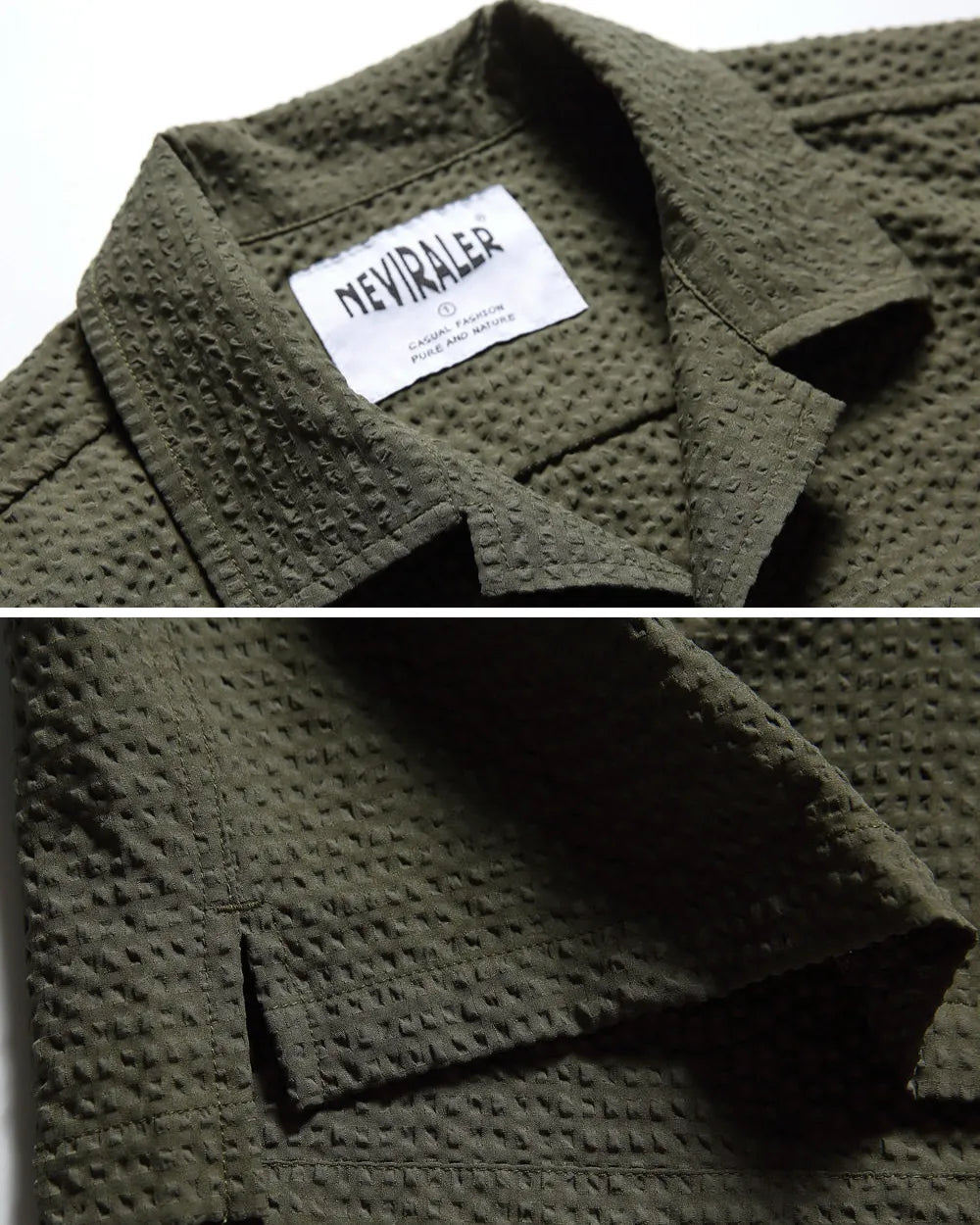 SEERSUCKER OPEN COLLAR SHIRTS W1818