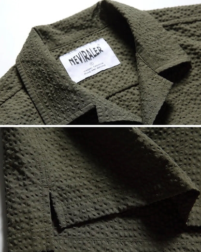 SEERSUCKER OPEN COLLAR SHIRTS W1818