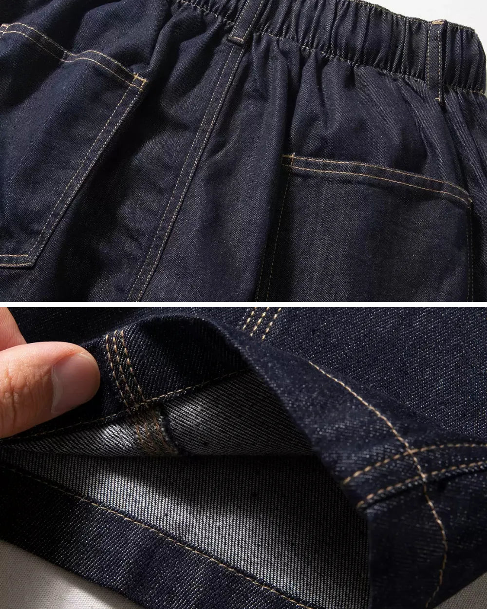 DRAWSTRING SEAM LOOSE DENIM PANTS W1794