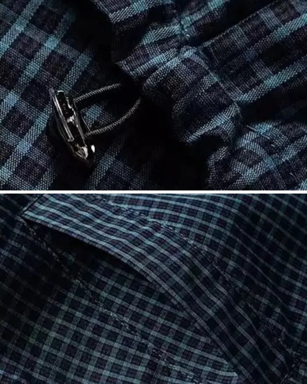 CHECK DRAWSTRING LOOSE SHIRTS W1744