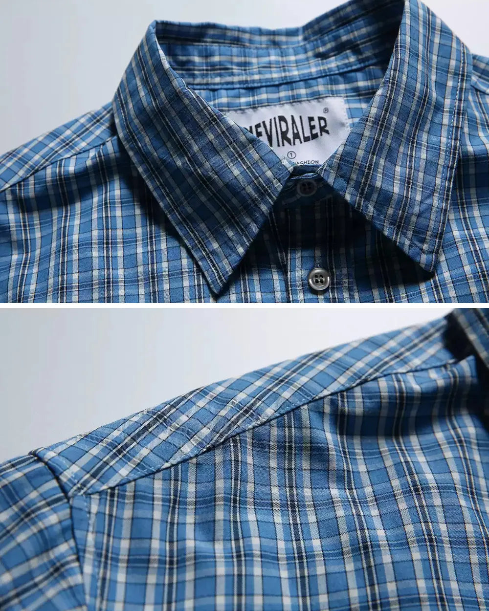 BLUE CHECK LOOSE SHIRTS W1789