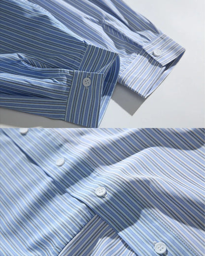 STRIPE PATCHWORK LOOSE SHIRTS W1804