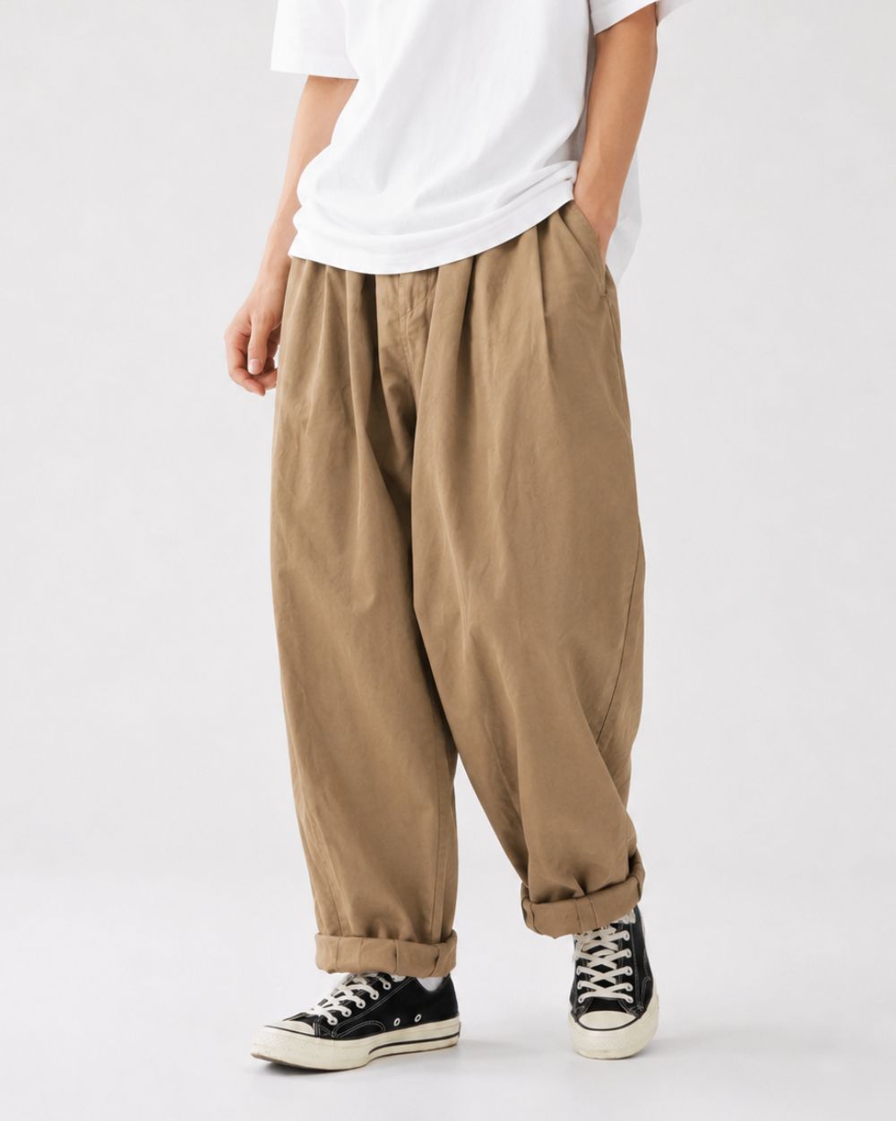 TUCK VOLUME COTTON PANTS W1759