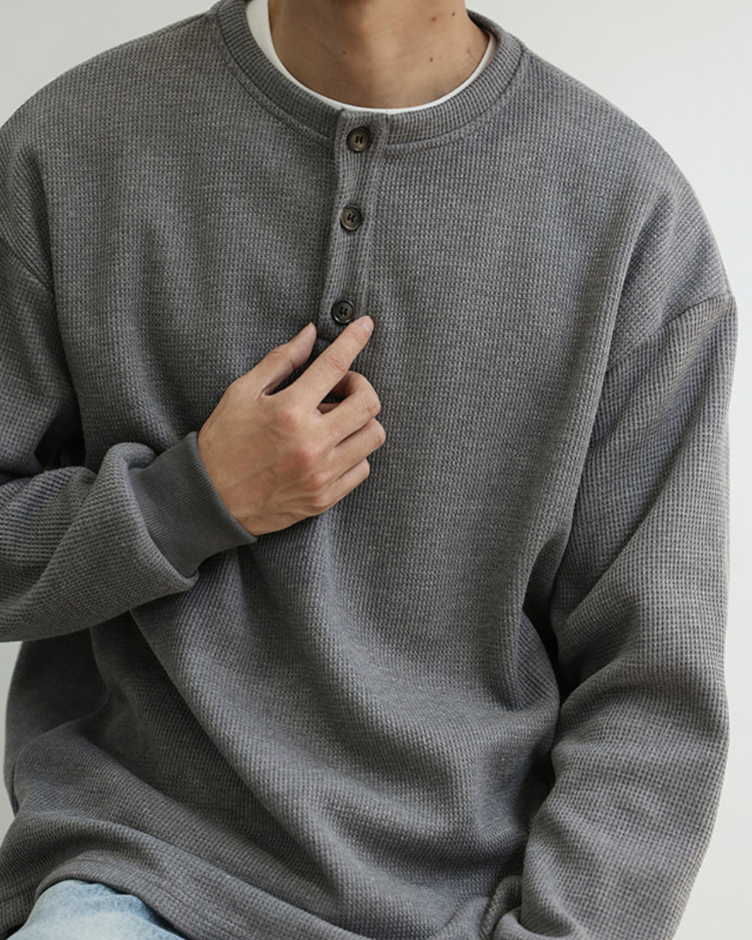 WAFFLE HENLEY  LONG TEE W1583