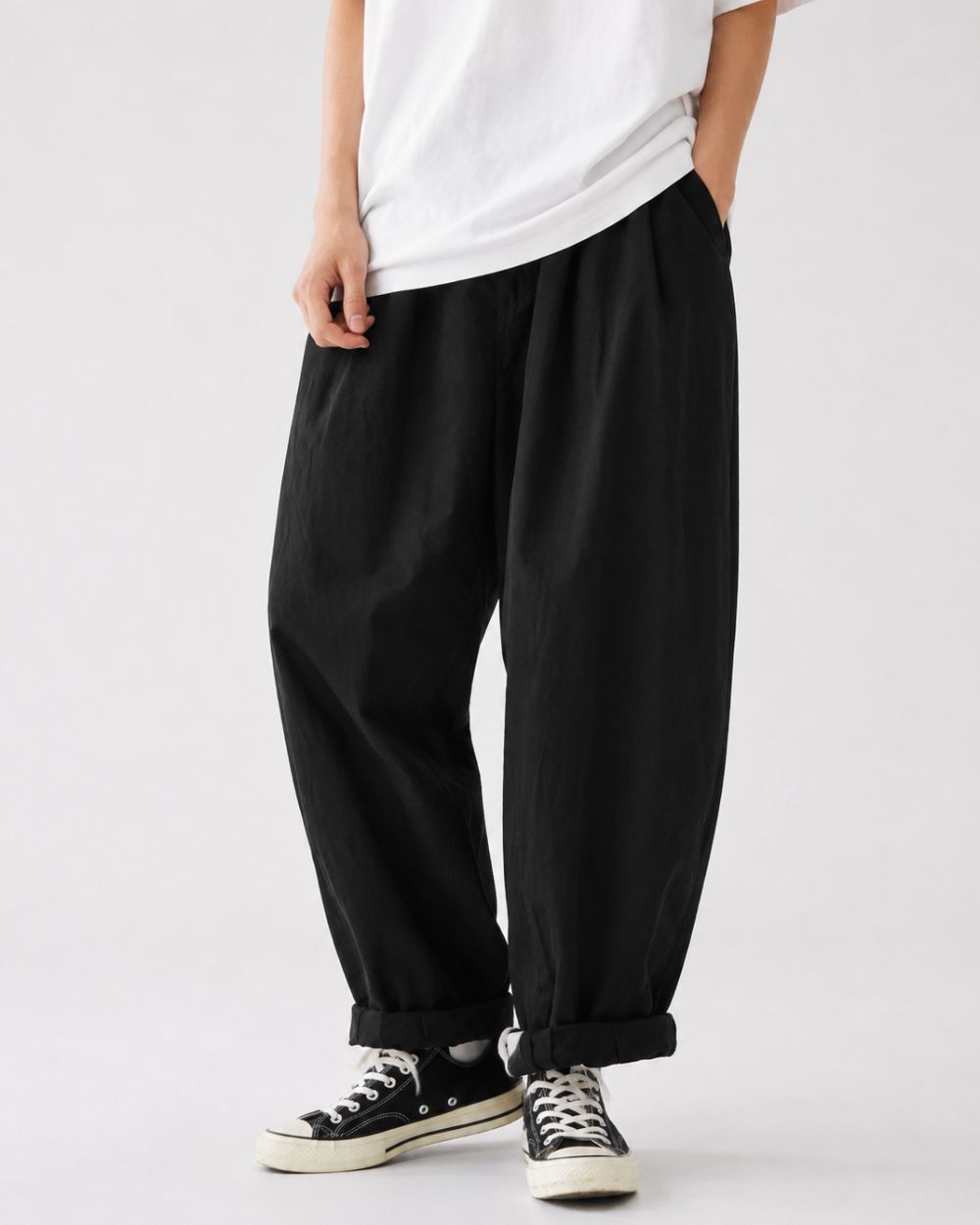 TUCK VOLUME COTTON PANTS W1759