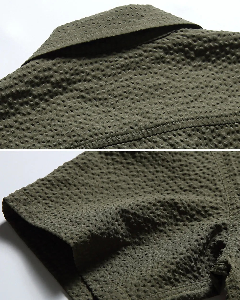 SEERSUCKER OPEN COLLAR SHIRTS W1818