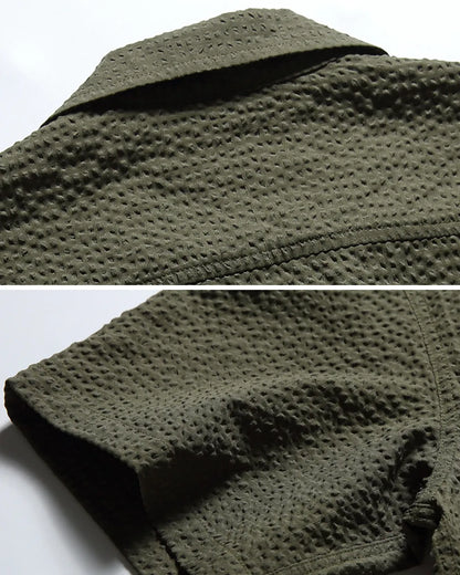 SEERSUCKER OPEN COLLAR SHIRTS W1818