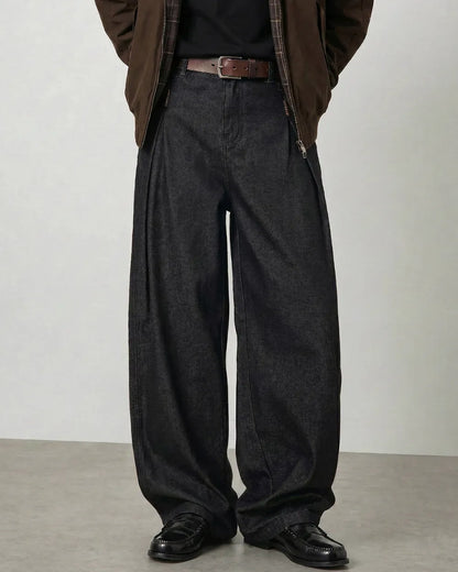 LOOSE TUCK DENIM PANTS W1768