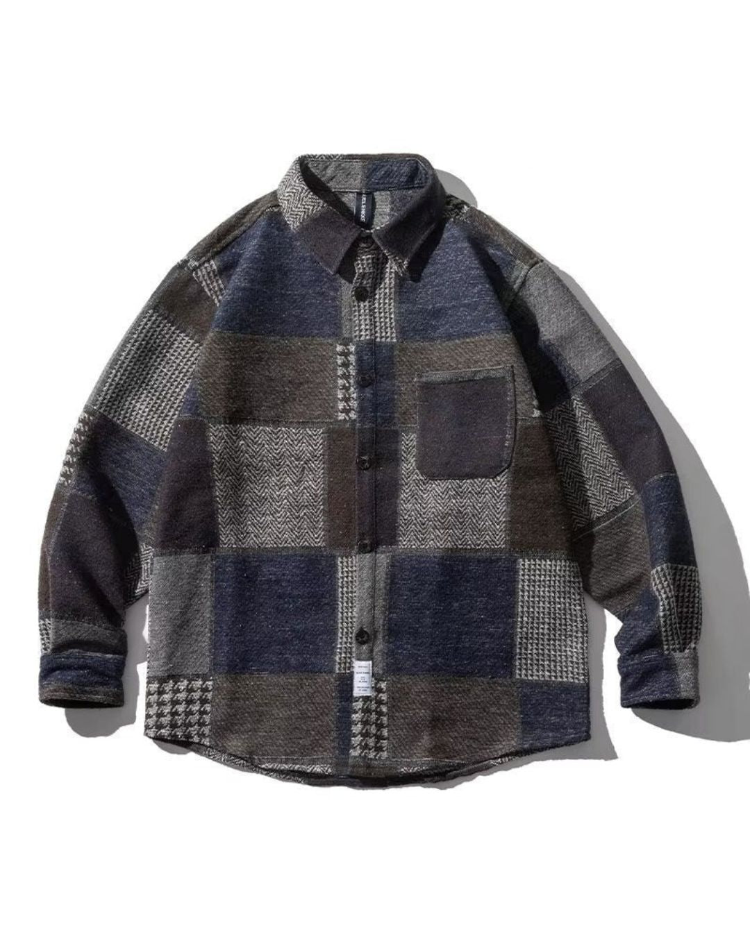 PATCHWORK PATTERN LONG SLEEVE SHIRT W965