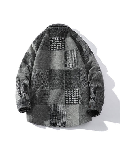 PATCHWORK PATTERN LONG SLEEVE SHIRT W965