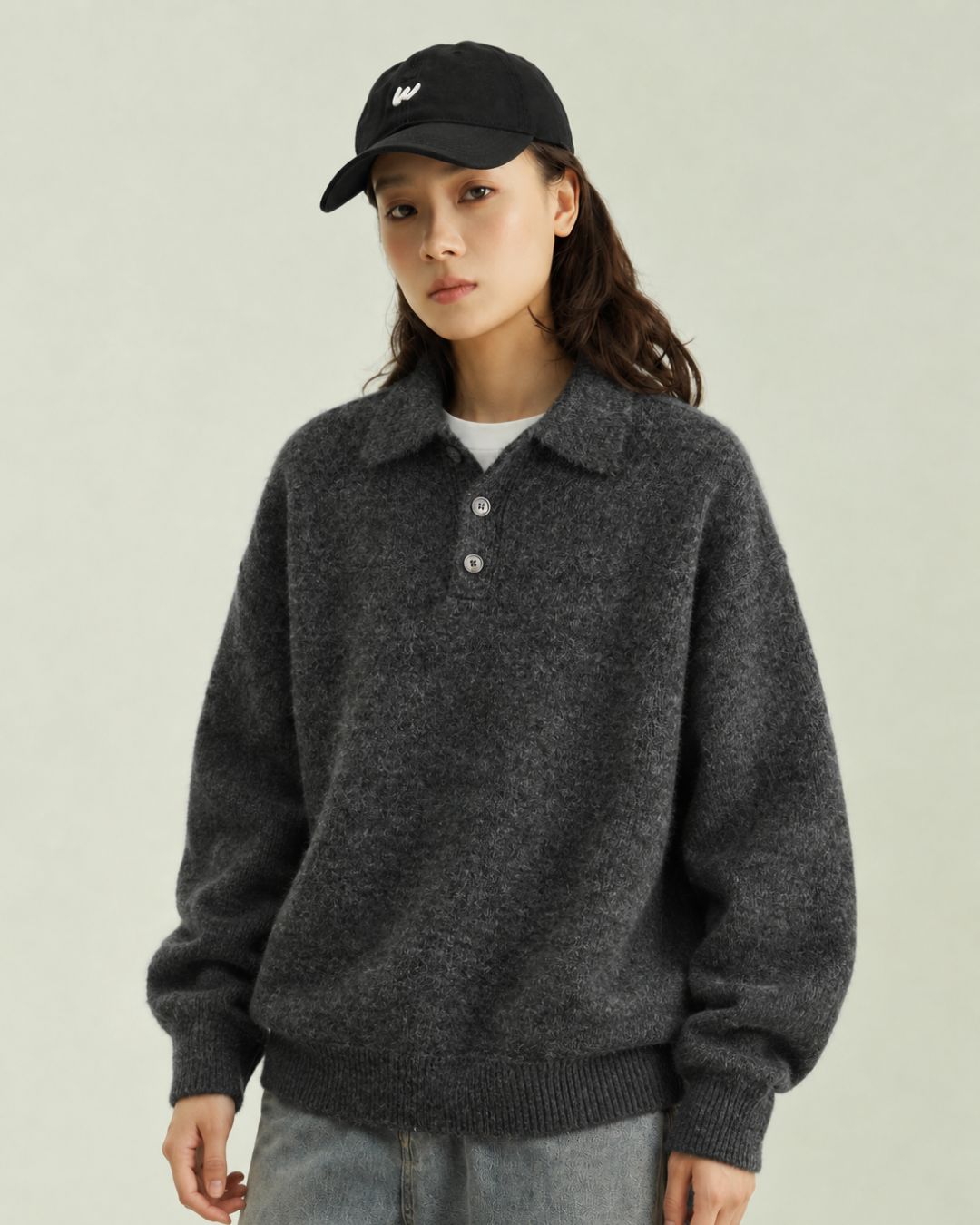 WOOL BLEND POLO KNIT W1508