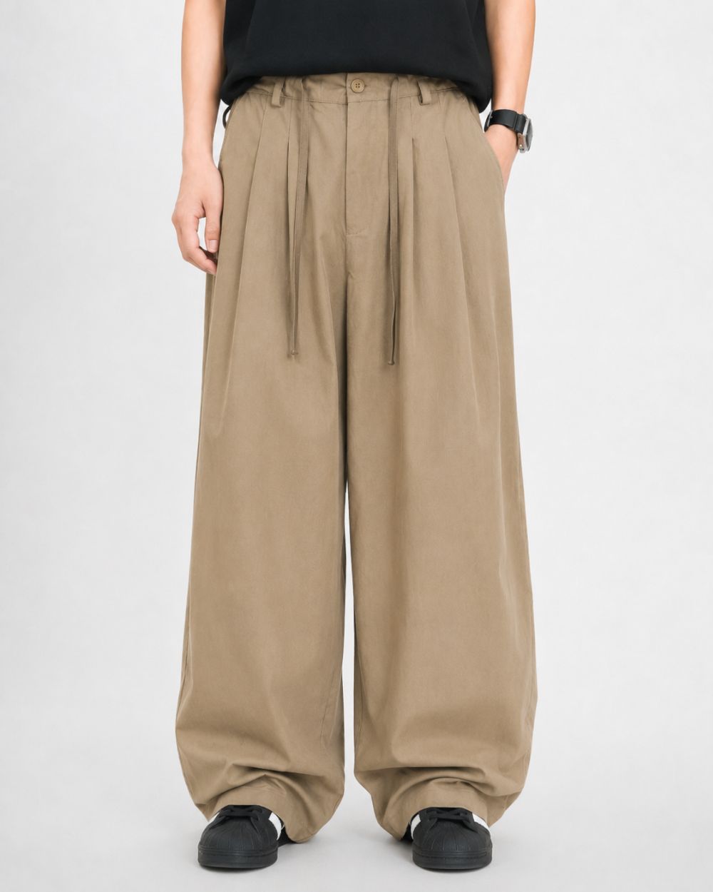 LOOSE WIDE DRAPE PANTS W1758