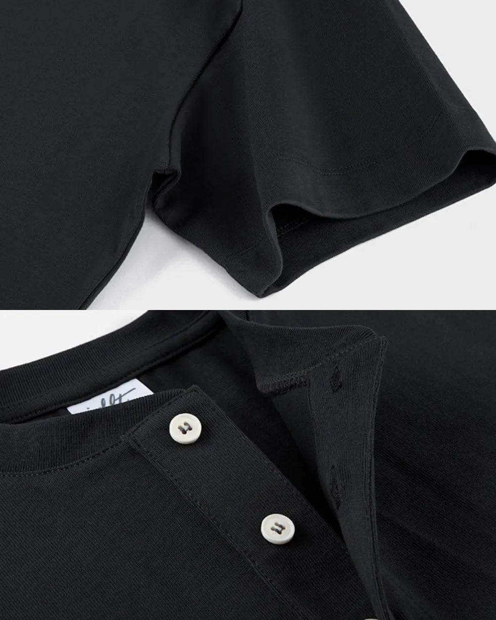 LOOSE HENLEY NECK T‑SHIRTS W1764