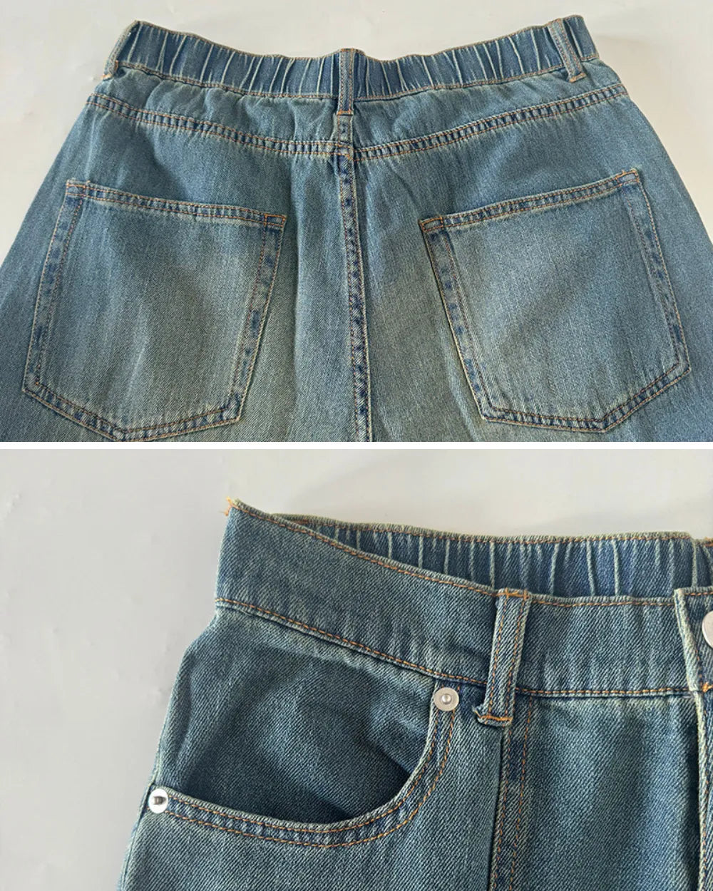 WASHED BLUE WIDE DENIM PANTS W1797