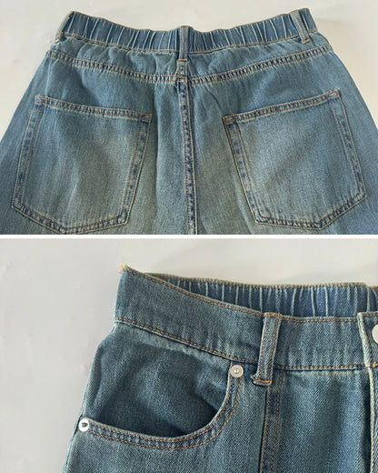 WASHED BLUE WIDE DENIM PANTS W1797