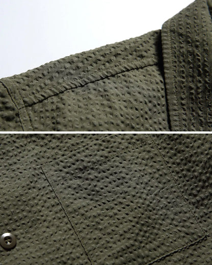 SEERSUCKER OPEN COLLAR SHIRTS W1818
