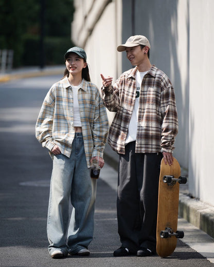 BRUSHED CHECK RELAX SHIRTS W1474