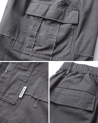 WASHED COTTON CARGO SHORTS W1643