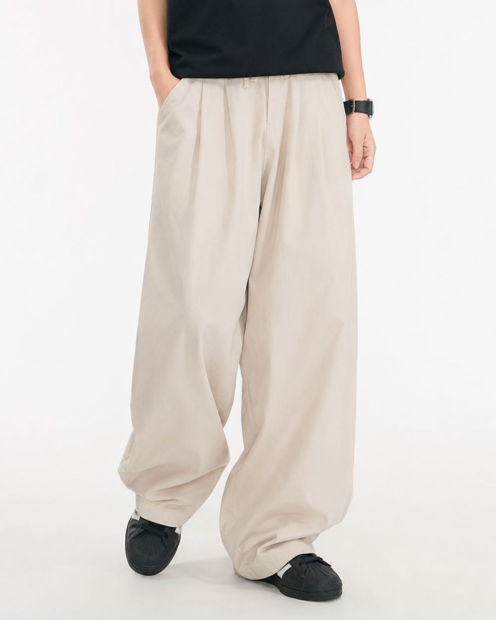 LOOSE WIDE DRAPE PANTS W1758