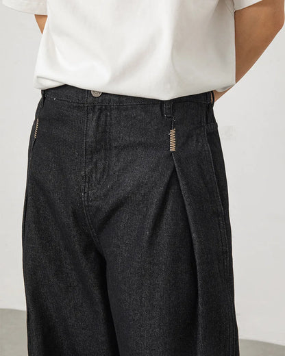LOOSE TUCK DENIM PANTS W1768