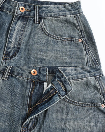 WIDE LEG STITCH DENIM PANTS W1715